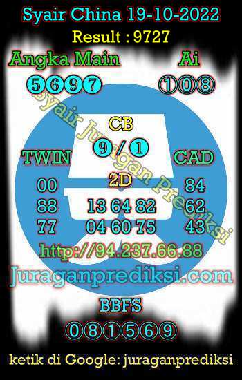 Prediksi Syair China 19 Oktober 2022 dan Kode Syair China hari ini adalah Bocoran China serta Prediksi china akurat Rabu 19-10-2022